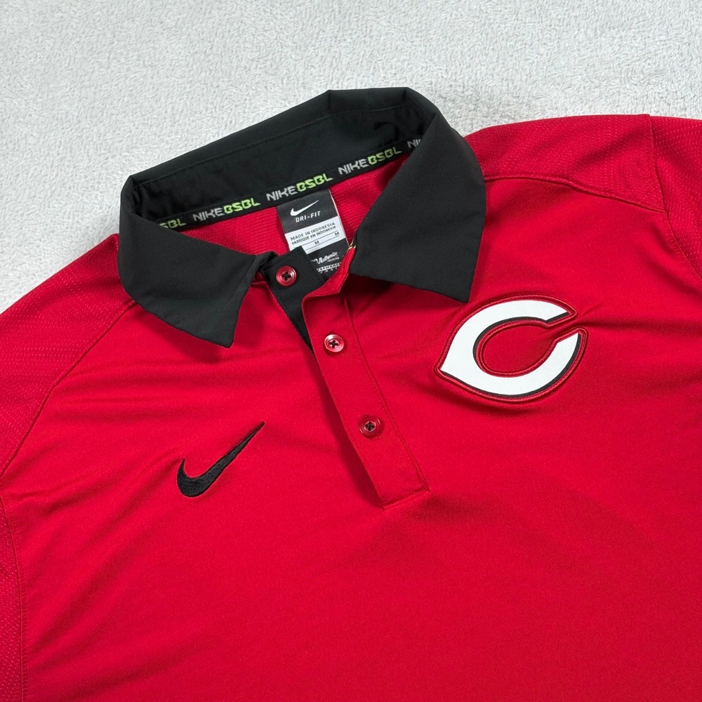Nike Polo Shirt Mens Red Cincinnati Reds MLB Dri-Fit Performance Medium